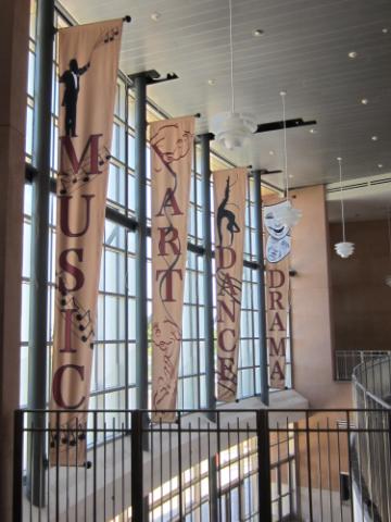 20' Interior fabric banners, fabricated banner post